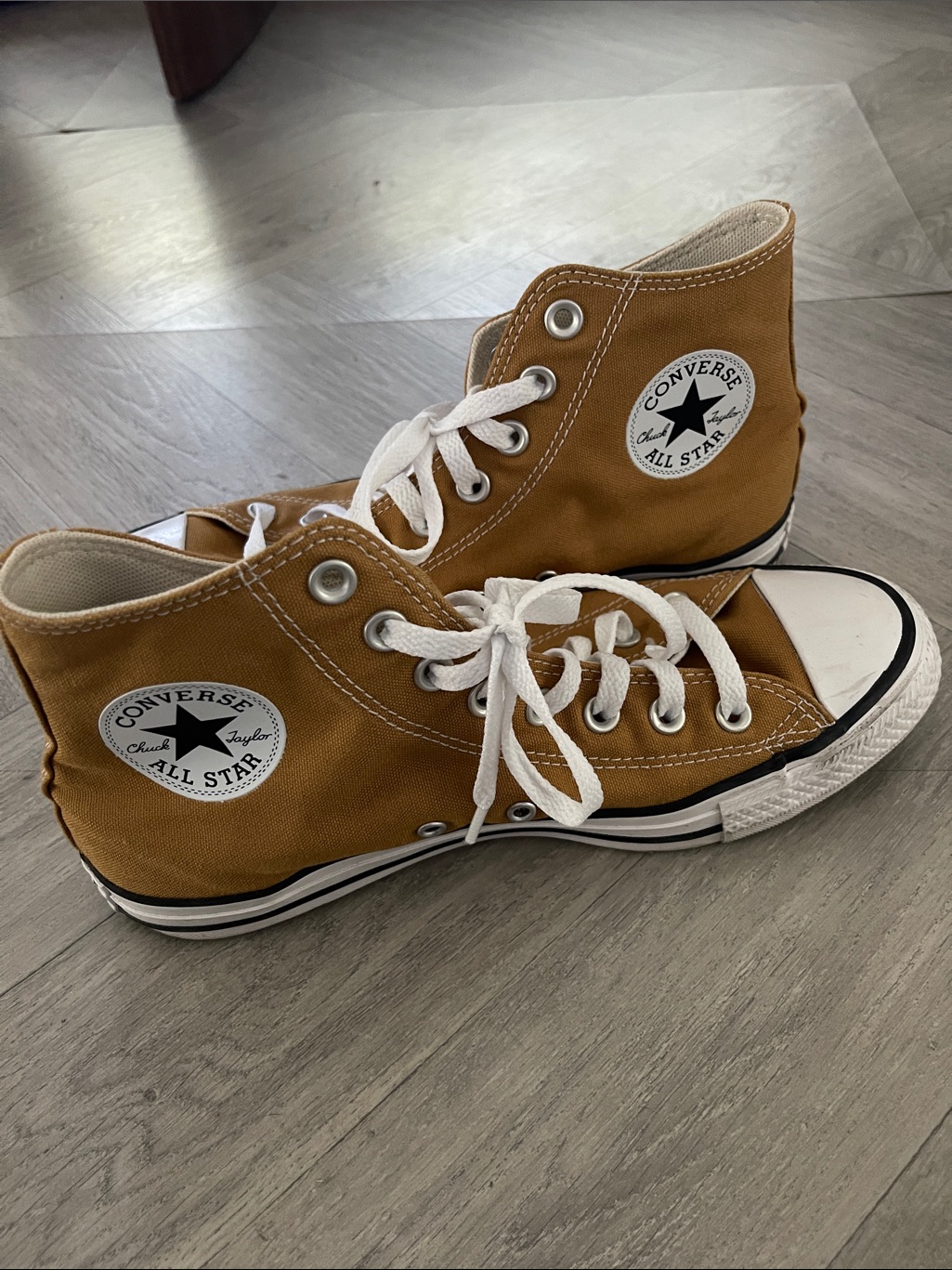 Converse High Top Sneakers In Camel With White Accents